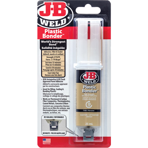 Plastic Bonder Adhesive, 25 ml, Syringe, Two-Part, Tan Smart Ofis