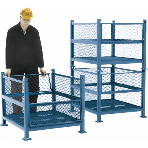Open Mesh Containers, 2 Drop Gates, 2500 lbs. Capacity, 34.5" W x 40.5" D x 32.25" H Smart Ofis