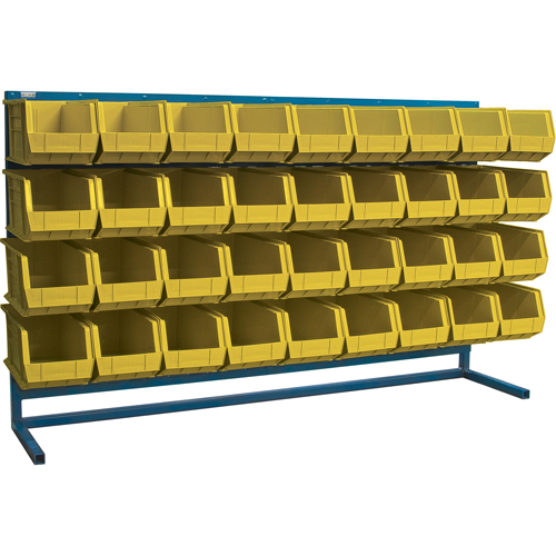 Louvered Rack with Bins, 36 Bins, 72" W x 15" D x 40" H Smart Ofis
