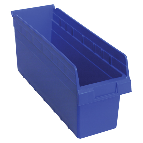 Store-Max Shelf Bins, 6-5/8" W x 8" H x 17-7/8" D, Blue, 56 lbs. Capacity Smart Ofis
