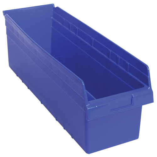 Store-Max Shelf Bins, 8-3/8" W x 8" H x 23-5/8" D, Blue, 68 lbs. Capacity Smart Ofis