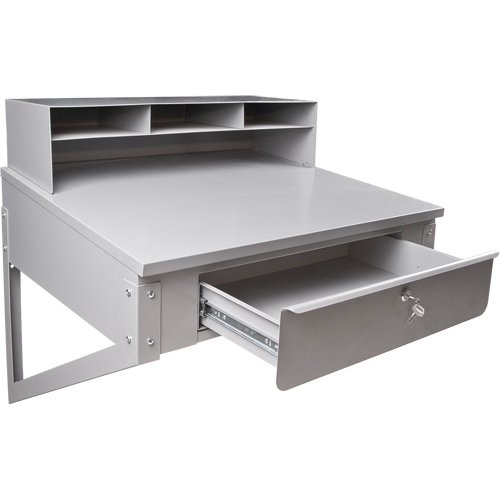 Wall-Mounted Shop Desk, 34-1/2" W x 28" D x 31" H, Grey Smart Ofis