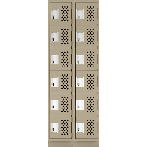 Assembled Lockerettes Clean Line Perforated Economy Lockers, 6 -tier, Bank of 2, 18" x 72" x 12", Steel Smart Ofis