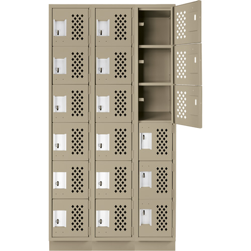 Assembled Lockerettes Clean Line Perforated Economy Lockers, 6 -tier, Bank of 3, 18" x 72" x 12", Steel Smart Ofis