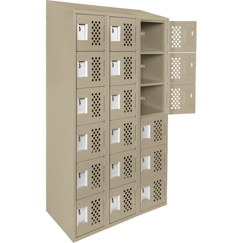 Clean-Line Perforated Lockerette, 6 -tier, Bank of 3, 15" x 72" x 12", Steel Smart Ofis