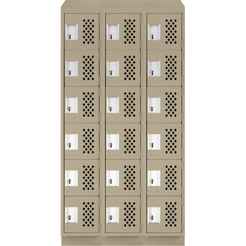 Assembled Lockerettes Clean Line Perforated Economy Lockers, 6 -tier, Bank of 3, 18" x 72" x 12", Steel Smart Ofis
