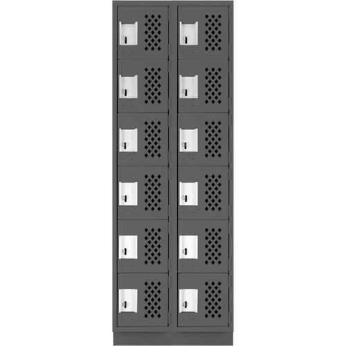 Assembled Lockerettes Clean Line Perforated Economy Lockers, 6 -tier, Bank of 2, 18" x 72" x 12", Steel Smart Ofis