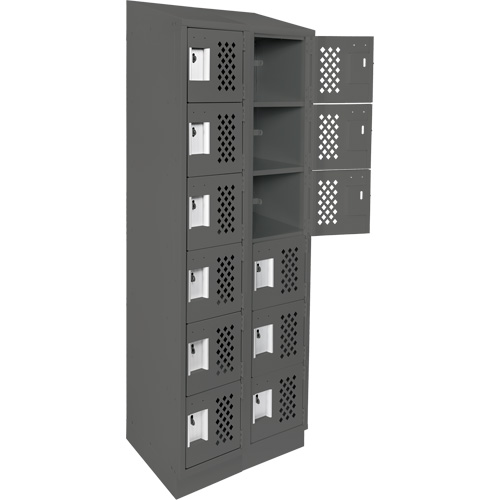 Assembled Lockerettes Clean Line Perforated Economy Lockers, 6 -tier, Bank of 2, 18" x 72" x 12", Steel Smart Ofis
