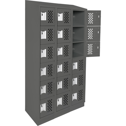 Assembled Lockerettes Clean Line Perforated Economy Lockers, 6 -tier, Bank of 3, 18" x 72" x 12", Steel Smart Ofis