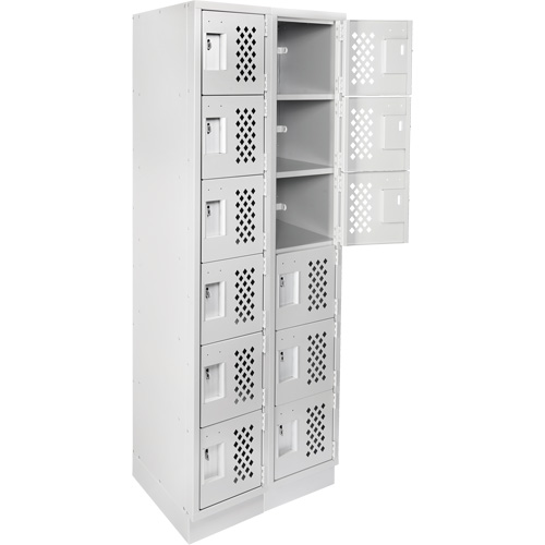 Assembled Lockerettes Clean Line Perforated Economy Lockers, 6 -tier, Bank of 2, 18" x 72" x 12", Steel Smart Ofis