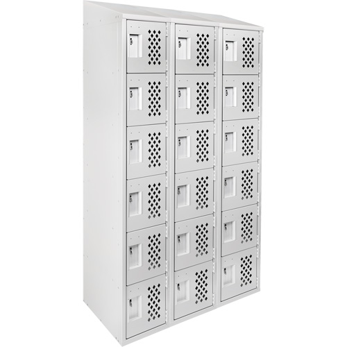 Clean-Line Perforated Lockerette, 6 -tier, Bank of 3, 15" x 72" x 12", Steel Smart Ofis