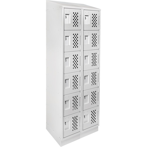 Assembled Lockerettes Clean Line Perforated Economy Lockers, 6 -tier, Bank of 2, 18" x 72" x 12", Steel Smart Ofis