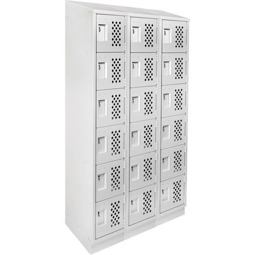 Assembled Lockerettes Clean Line Perforated Economy Lockers, 6 -tier, Bank of 3, 18" x 72" x 12", Steel Smart Ofis