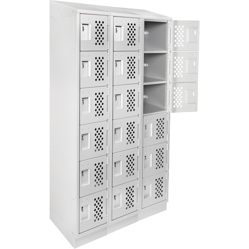 Assembled Lockerettes Clean Line Perforated Economy Lockers, 6 -tier, Bank of 3, 18" x 72" x 12", Steel Smart Ofis