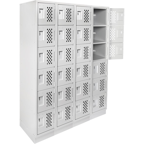 Assembled Clean Line Perforated Economy Lockers, 6 -tier, Bank of 4, 18" x 72" x 12", Steel Smart Ofis