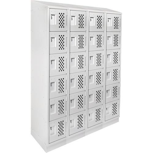 Assembled Clean Line Perforated Economy Lockers, 6 -tier, Bank of 4, 18" x 72" x 12", Steel Smart Ofis