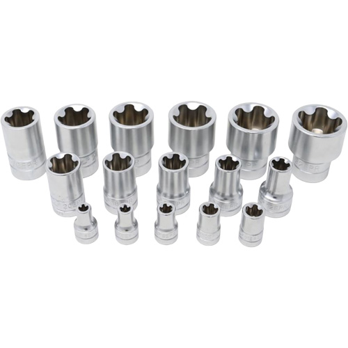 5-Point EPR Torx Socket Set, 16 Pieces, 1/4"/3/8"/1/2" Drive Size Smart Ofis