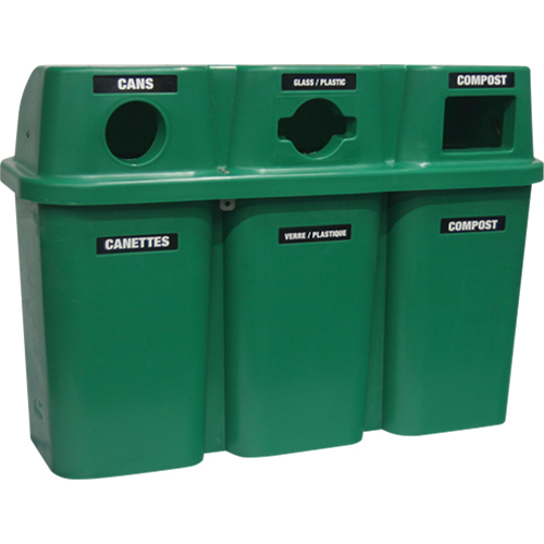 Recycling Containers Bullseye, Curbside, Plastic, 3 x 22 US Gal. Smart Ofis