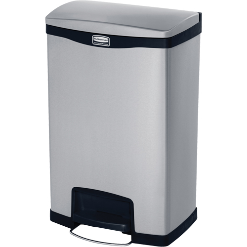 Contenant &agrave; d&eacute;chets Slim Jim , Acier inoxydable, Capacit&eacute; 13 gal. US Smart Ofis