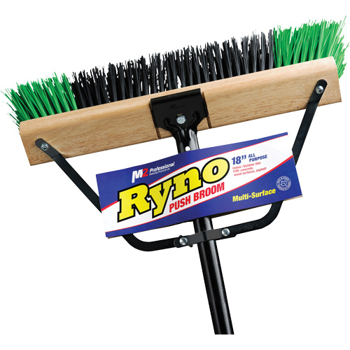 Ryno Push Broom with Braced Handle, 18", Stiff, PVC Bristles Smart Ofis