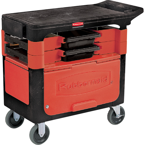 Trades Carts With Lockable Cabinet, 2 Drawers, 38" L x 19-1/4" W x 33-3/8" H, Black Smart Ofis