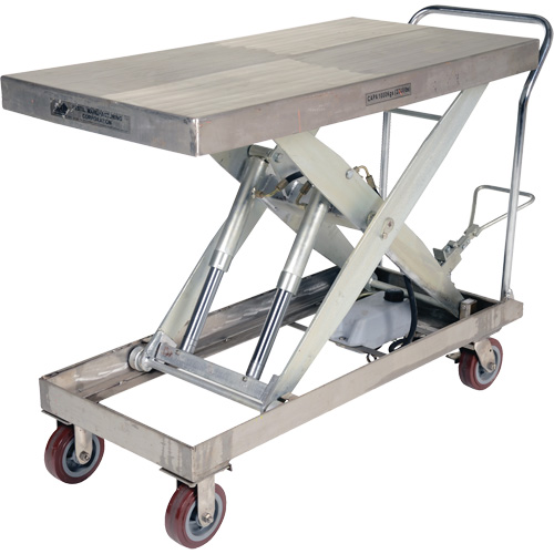 Manual Hydraulic Scissor Lift Table, 47" L x 24" W, Partial Stainless Steel, 2000 lbs. Capacity Smart Ofis
