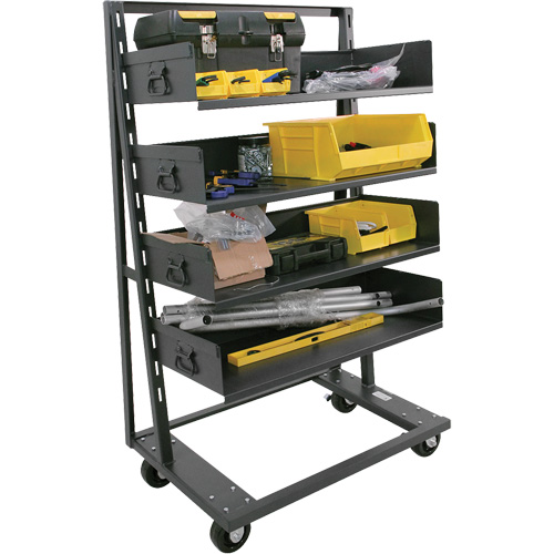Single-Sided Heavy Duty A-Frame Cart with 4 Large Trays, 38" x 25" x 63", 2500 lbs. Capacity Smart Ofis