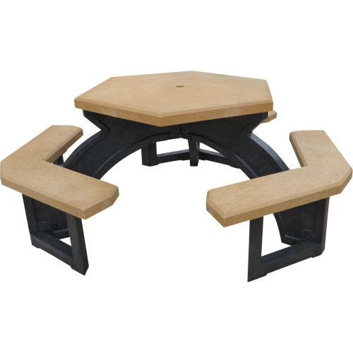 Tables de pique-nique hexagonales en plastique recycl&eacute;, 78" lo x 78" la, C&egrave;dre Smart Ofis