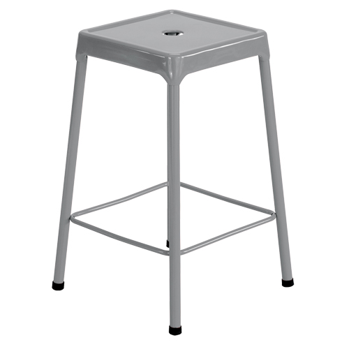 Counter Stool, Stationary, Fixed, 25", Steel Seat, Grey Smart Ofis
