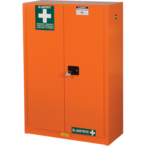Emergency Preparedness Storage Cabinets, Steel, 4 Shelves, 65" H x 43" W x 18" D, Orange Smart Ofis