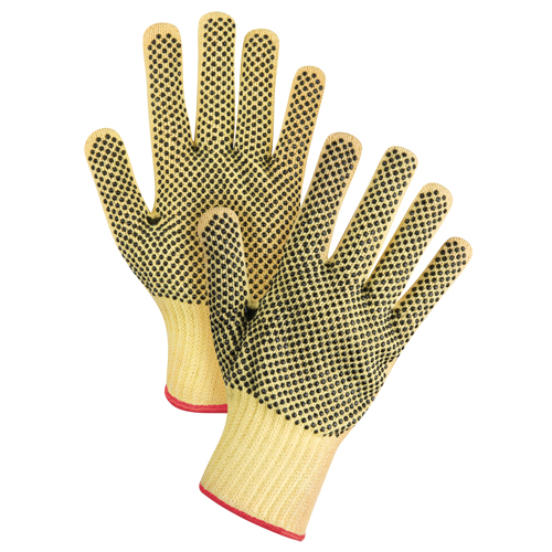Gants tricot&eacute;s deux c&ocirc;t&eacute;s, sans couture, &agrave; pois, Taille Petit/7, Calibre 7, Rev&ecirc;tement PVC, Enveloppe en Kevlar, ASTM ANSI niveau A2/EN 388 niveau 3 Smart Ofis