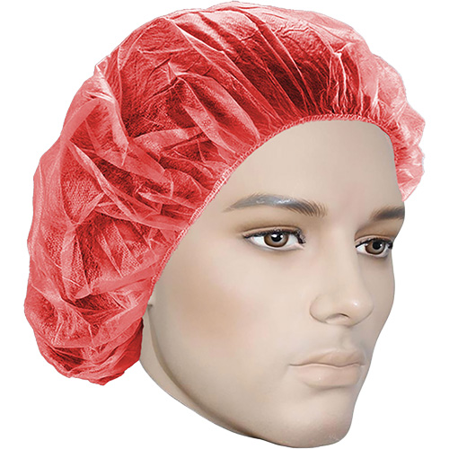 Bouffant Caps, Polypropylene, 21", Red Smart Ofis