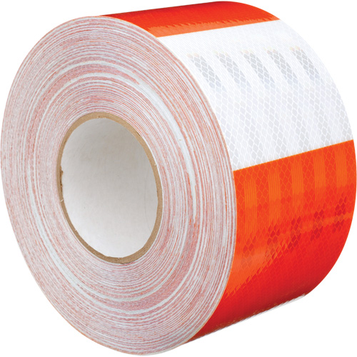 High Intensity Prismatic Grade Barricade Sheeting, 4" W x 150' L, 19 mils, Orange and White Smart Ofis