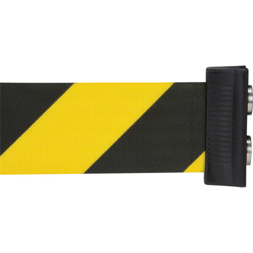 Wall Mount Barrier with Magnetic Tape, Steel, Screw Mount, 7', Black and Yellow Tape Smart Ofis