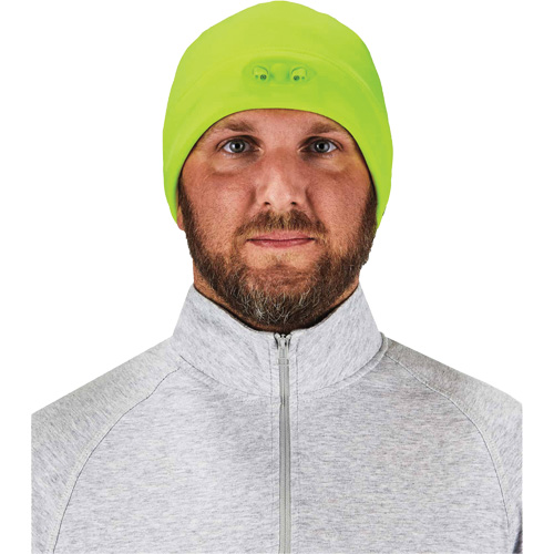 N-Ferno&reg; Skull Cap Beanie Hat with LED Lights, One Size, High-Visibility Lime Green Smart Ofis