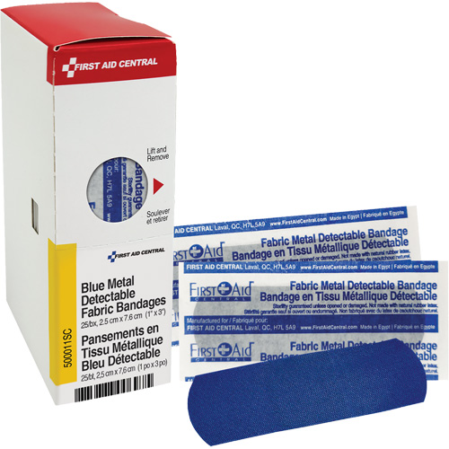 Fabric Blue Detectable Bandages, Rectangular/Square, 1", Fabric Metal Detectable, Sterile Smart Ofis