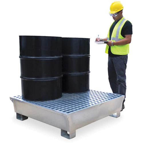 Ultra-Spill Pallet en acier, 4 barils, Capacit&eacute; de d&eacute;versement 68 gal. US, 49,1" x 47,1" x 10,9" Smart Ofis