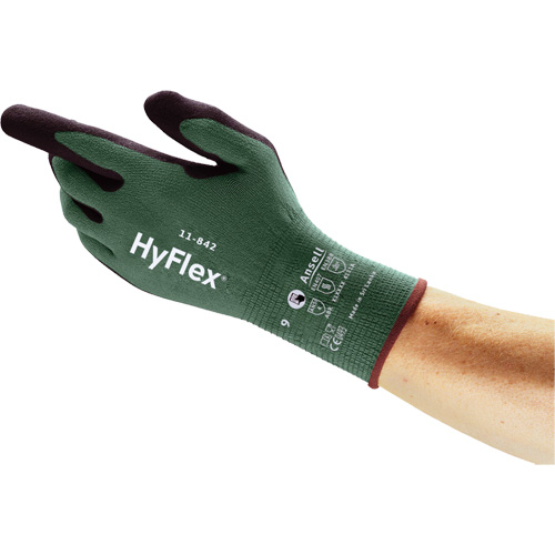 HyFlex&reg; 11-842 Sustainable Multi-Purpose Gloves, 5, Foam Nitrile Coating, 15 Gauge, Nylon Shell Smart Ofis
