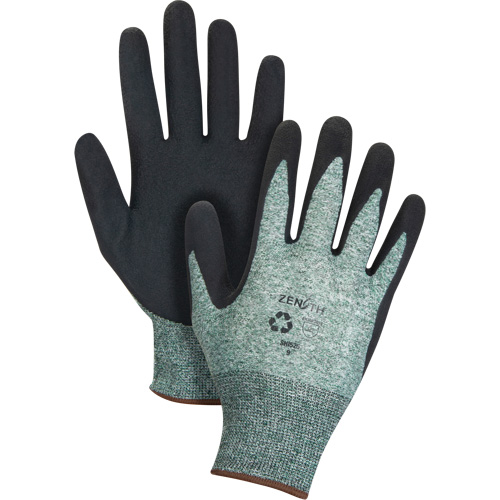 Gants &eacute;cologiques enduits &agrave; prise cr&ecirc;p&eacute;e, 10, R&ecirc;vetement Mousse de latex, Calibre 15, Enveloppe en Nylon/rPET Smart Ofis