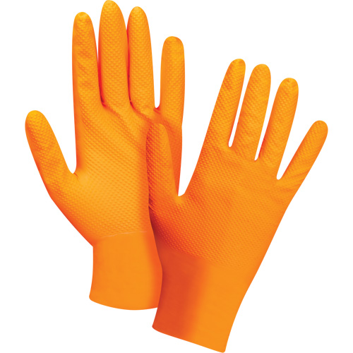 Heavyweight Tactile Grip Examination Gloves, Small, Nitrile, 8-mil, Powder-Free, Orange Smart Ofis