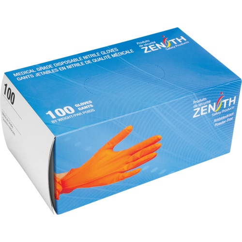 Heavyweight Tactile Grip Examination Gloves, Small, Nitrile, 8-mil, Powder-Free, Orange Smart Ofis