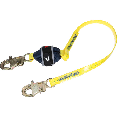 Coated Web Shock-Absorbing Lanyard, 4', Snap Hook Center, Snap Hook Leg Ends Smart Ofis