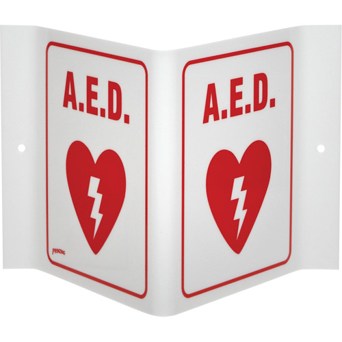 "A.E.D." V-Style Sign, 6" x 9", Acrylic, English with Pictogram Smart Ofis
