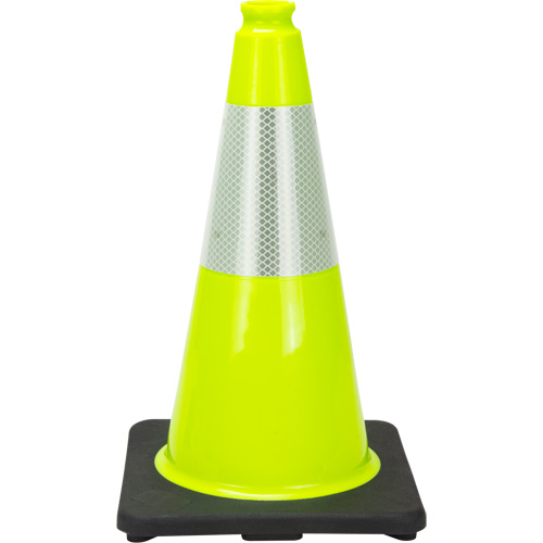 Premium Traffic Cone, 18", Lime Green, 6" Reflective Collar(s) Smart Ofis