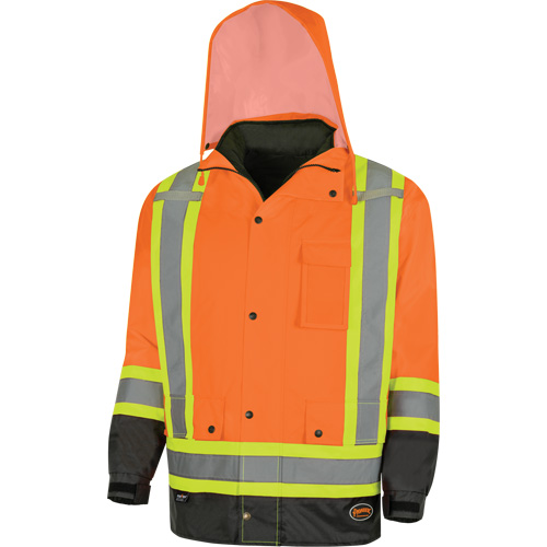 5056 Pioneer&reg; Yukon 7-in-1 Waterproof Winter Safety Parka, Polyester, Black/High Visibility Orange, X-Small Smart Ofis