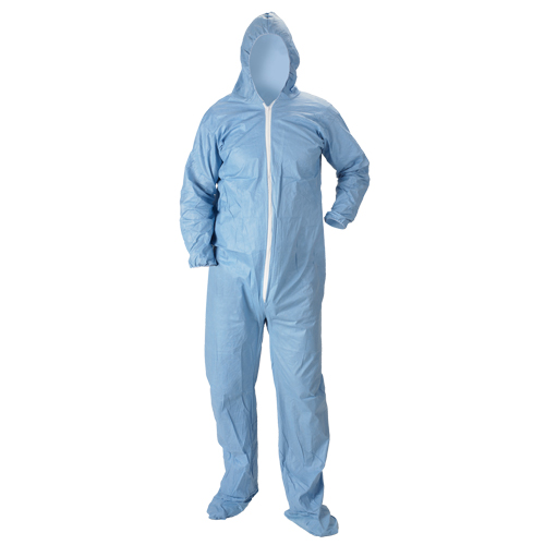 Pyrolon&reg; Plus 2 FR Hooded Coveralls With Boots, Small, Blue, FR Treated Fabric Smart Ofis