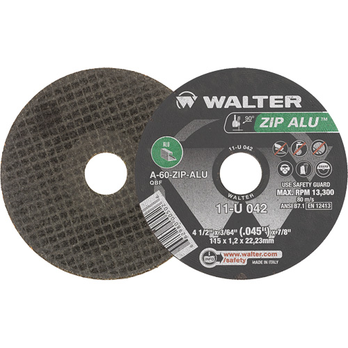 Zip Alu Cut-Off Wheel, 4-1/2" x 3/64", 7/8" Arbor, Type 1, Aluminum Oxide, 13300 RPM Smart Ofis