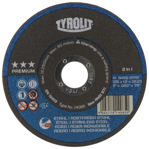Cutting Disc, 5" x 1/16", 7/8" Arbor, Type 27, Aluminum Oxide, 12250 RPM Smart Ofis
