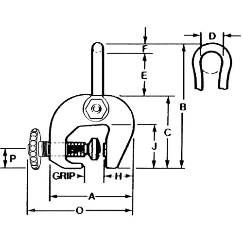SAC Plate Clamp, 12000 lbs. (6 tons), 0" - 3" Jaw Opening Smart Ofis