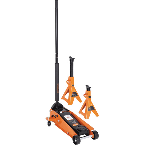 Service Jack with 4-Ton Vehicle Stands, 3.5 Ton(s) Capacity, 5-1/8" Lowered, 21" Raised, Manual Hydraulic Smart Ofis